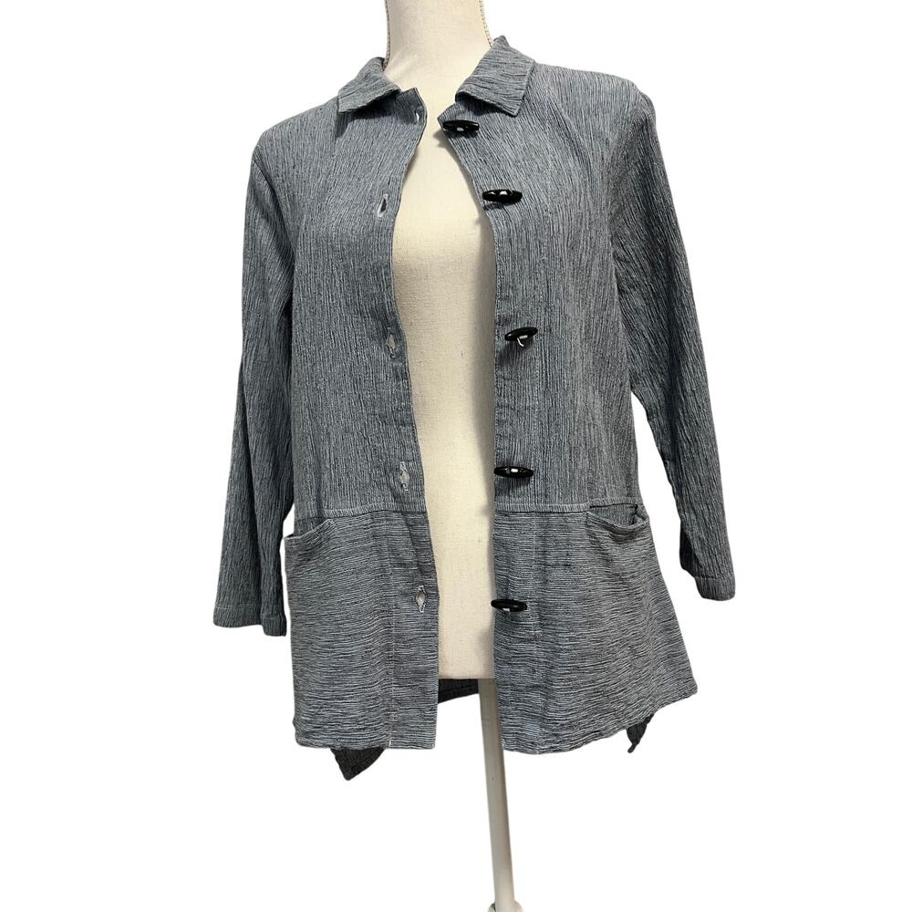Mill Valley Toggle Button Jacket‎ Women's Small Blue Lagenlook Cottagecore